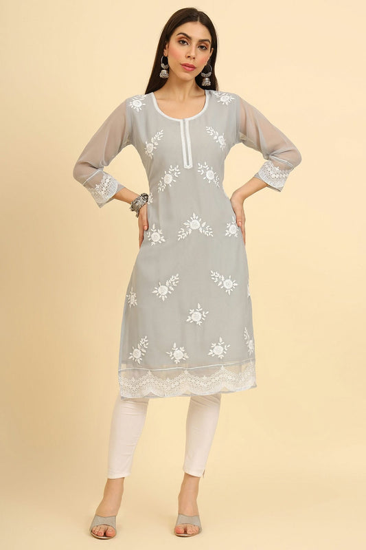Grey Colour Georgette Kurti