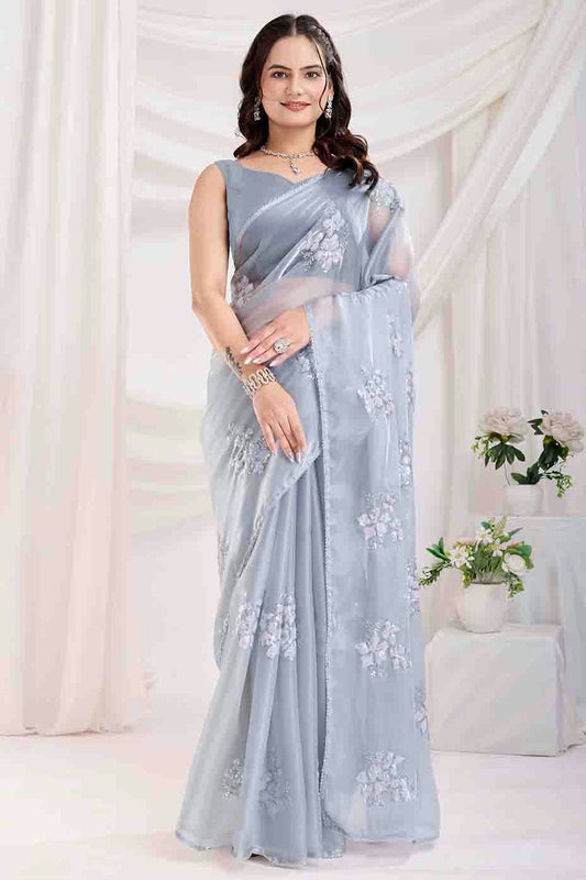 Grey Colour Jimmi Choo Designer Saree VSSD1112844