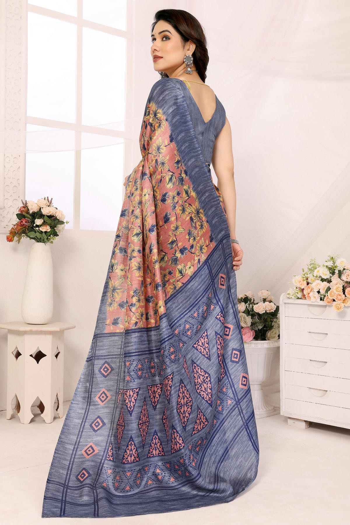 Grey Colour Khadi Saree VSSD1180175