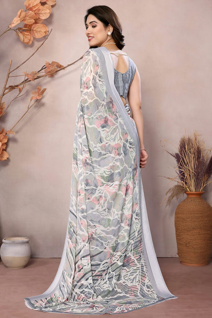 Grey Colour Moss Satin Saree VSSD1180157