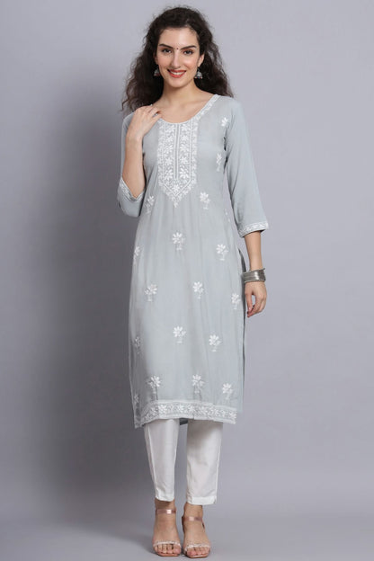 Grey Colour Rayon Kurti