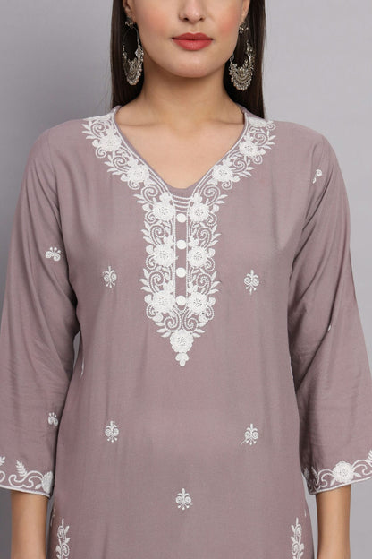 Grey Colour Rayon Kurti VSKR1111078