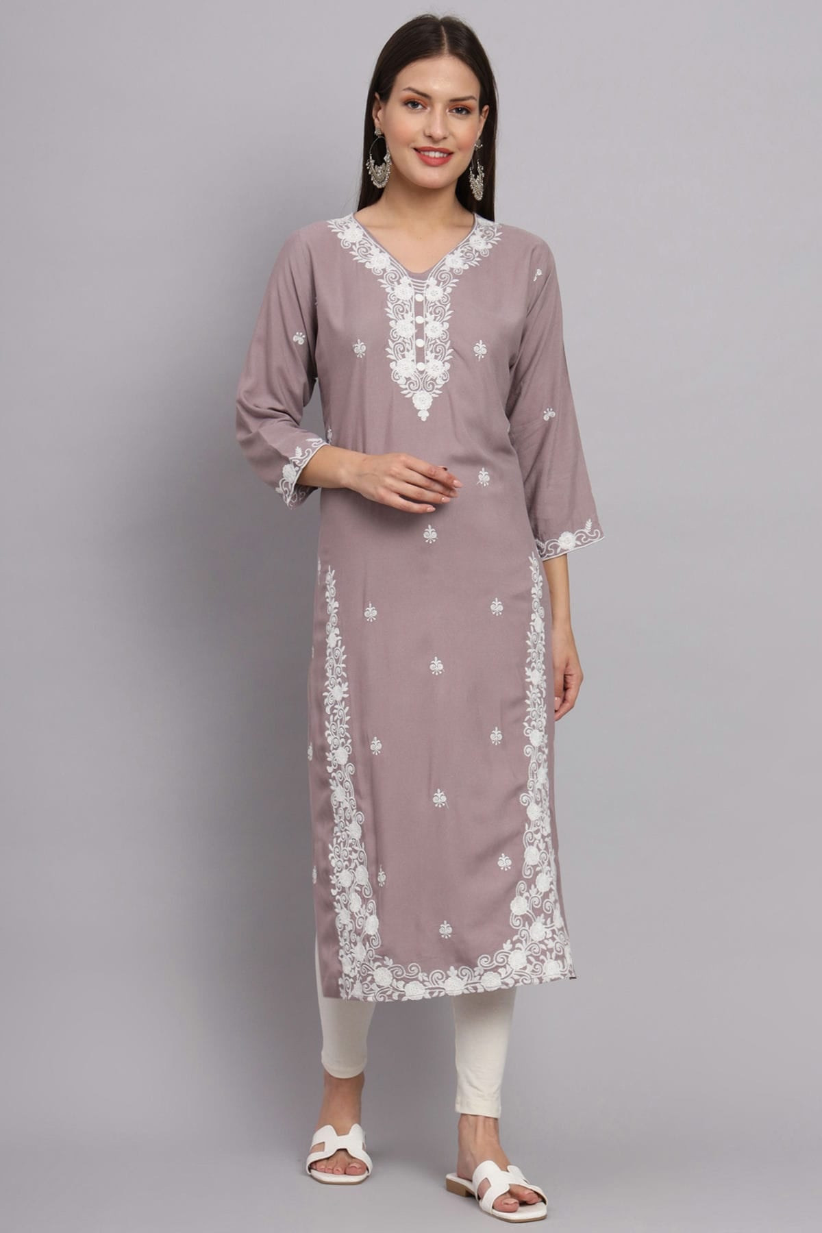 Grey Colour Rayon Kurti