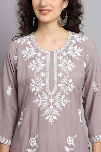Grey Colour Rayon Kurti VSKR1111088