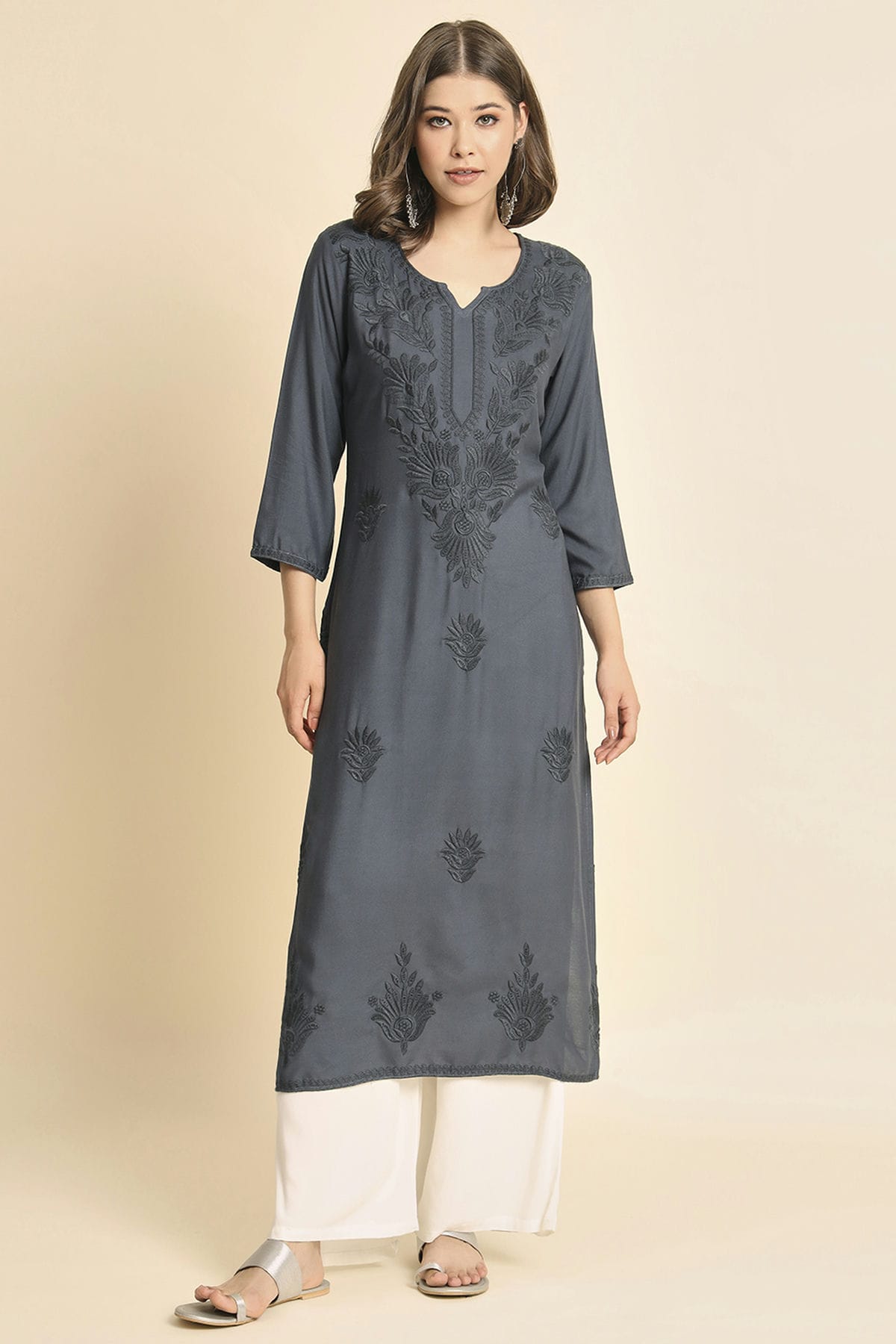 Grey Colour Rayon Kurti