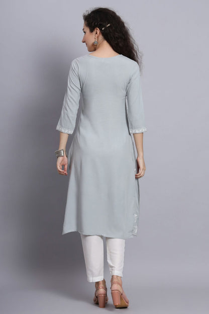 Grey Colour Rayon Kurti VSKR1111216