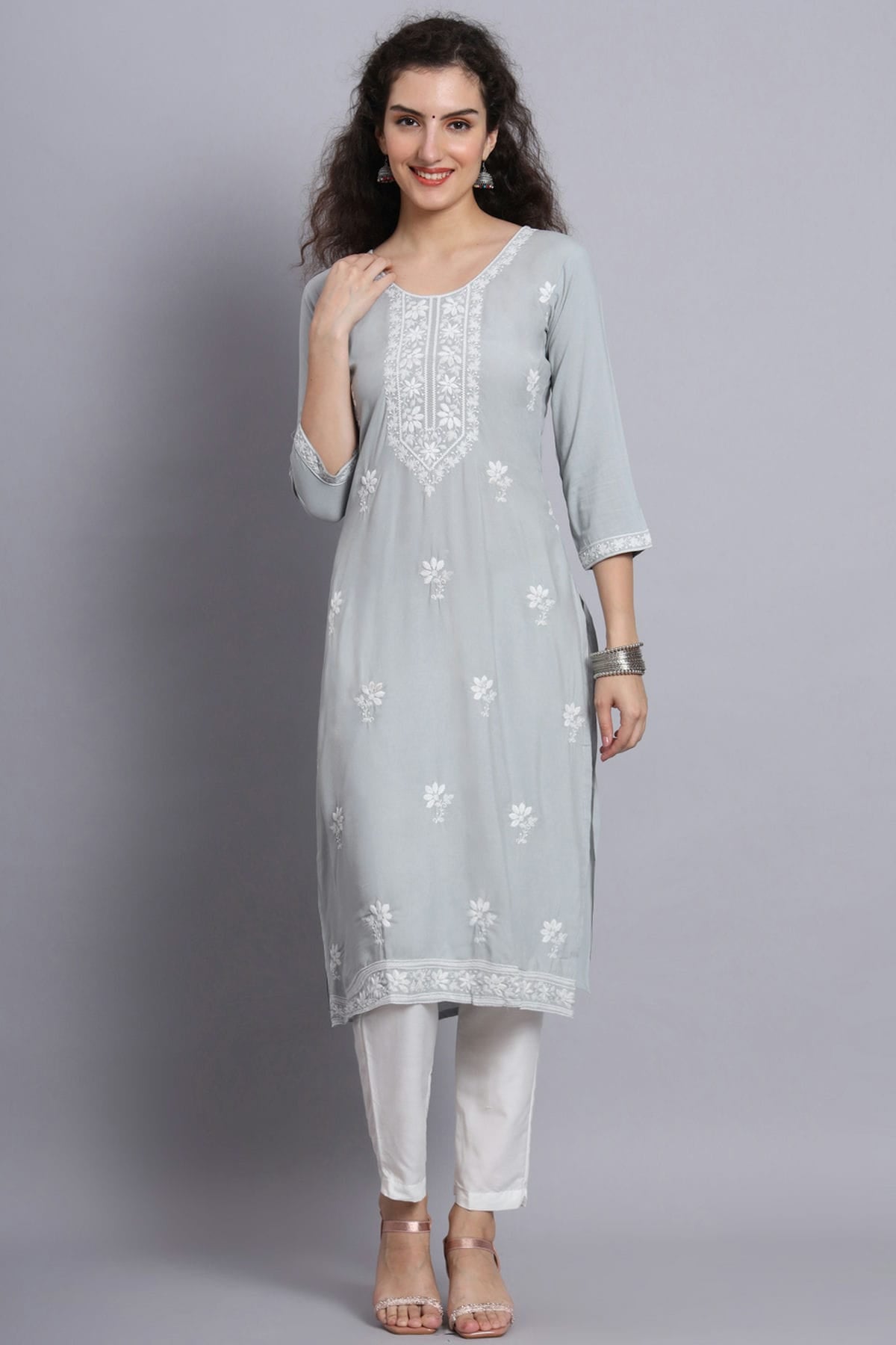 Grey Colour Rayon Kurti