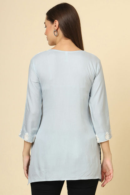 Grey Colour Rayon Readymade Top VSTP1110853