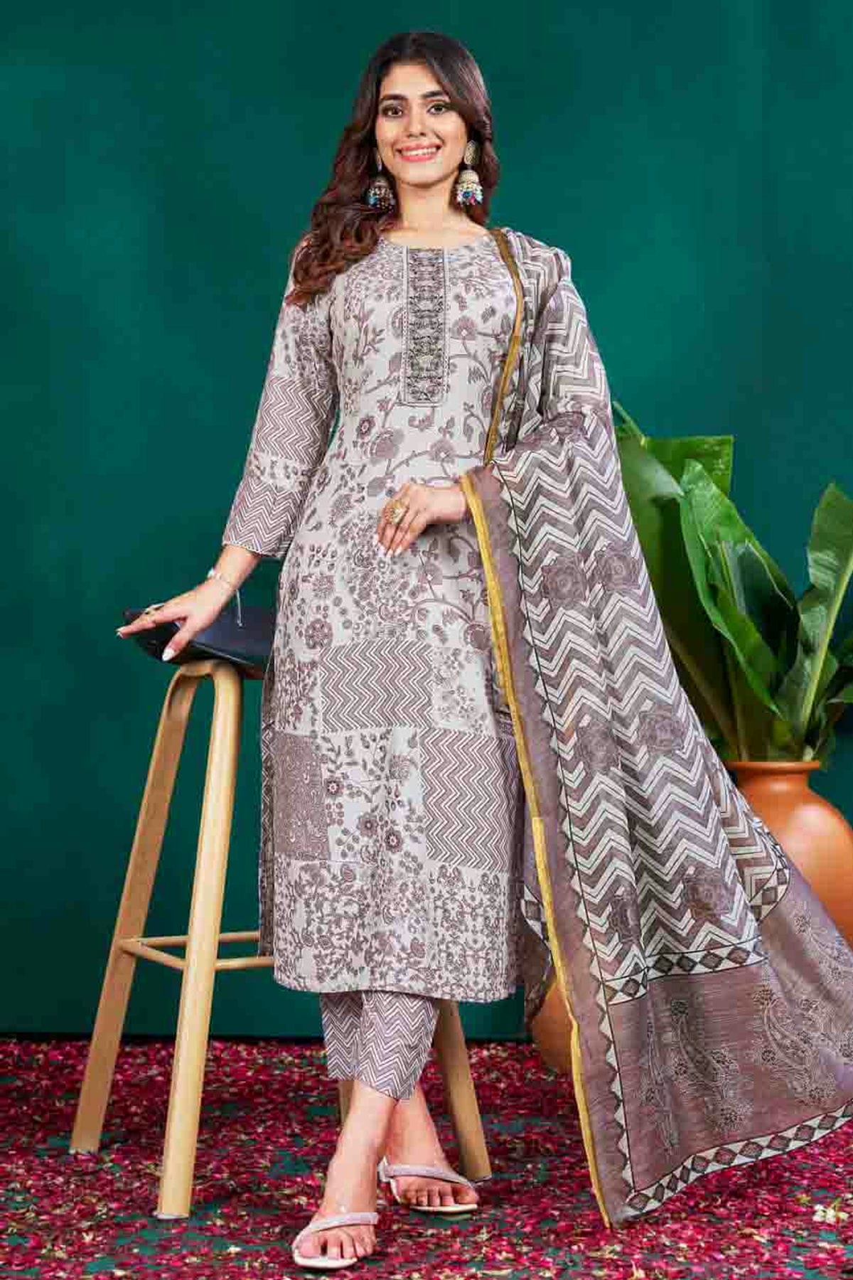 Grey Colour Rayon Stitched Pant Style Suit VSSS1140936