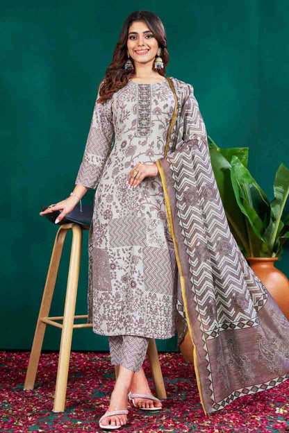 Grey Colour Rayon Stitched Pant Style Suit VSSS1140936