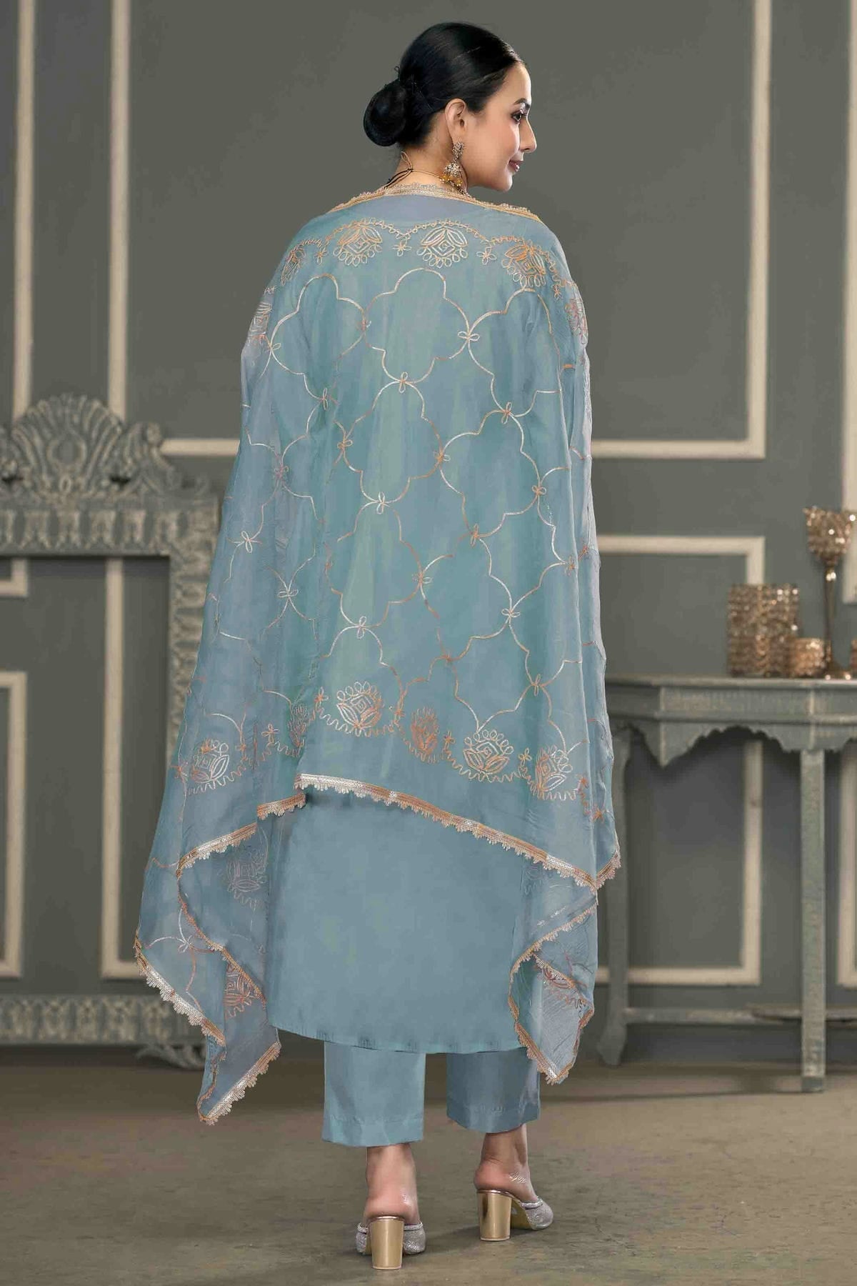 Grey Colour Roman Cotton Pant Style Suit VSSM1113269