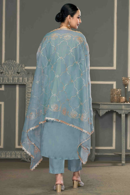 Grey Colour Roman Cotton Pant Style Suit VSSM1113269