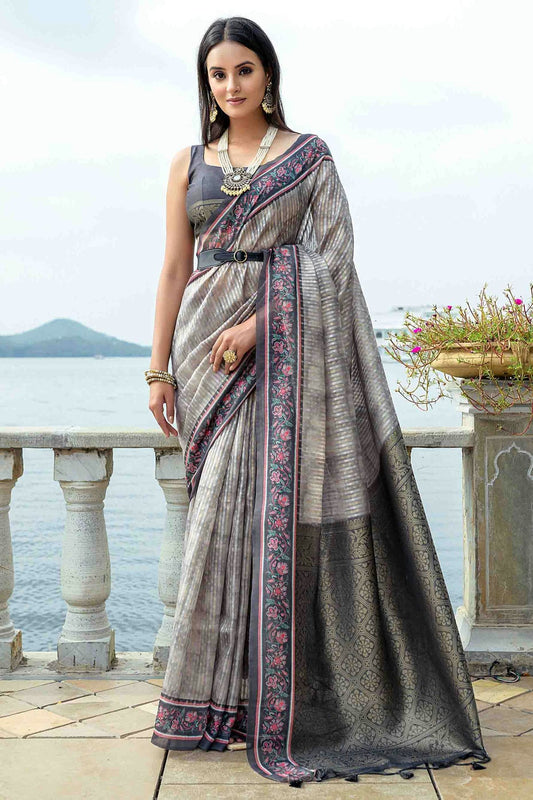Grey Colour Soft Silk Designer Saree VSSD1113379