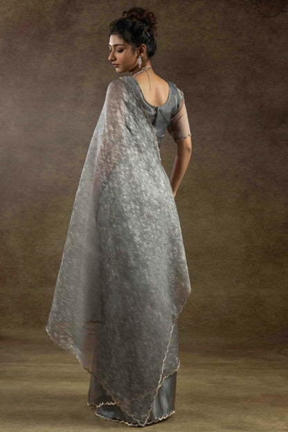Grey Colour Tissue Silk Ready To Wear Saree VSSD1122044