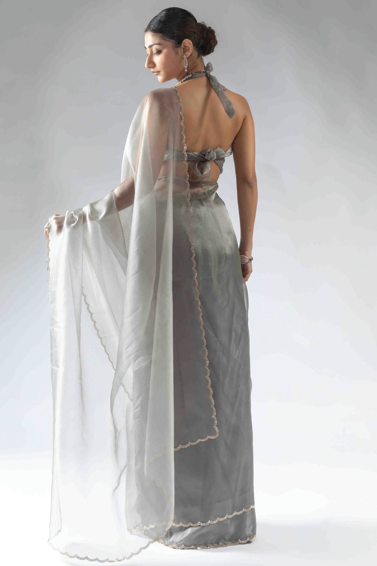 Grey Colour Tissue Silk Ready To Wear Saree VSSD1122047