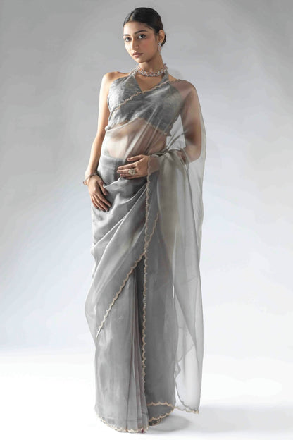 Grey Colour Tissue Silk Ready To Wear Saree VSSD1122047