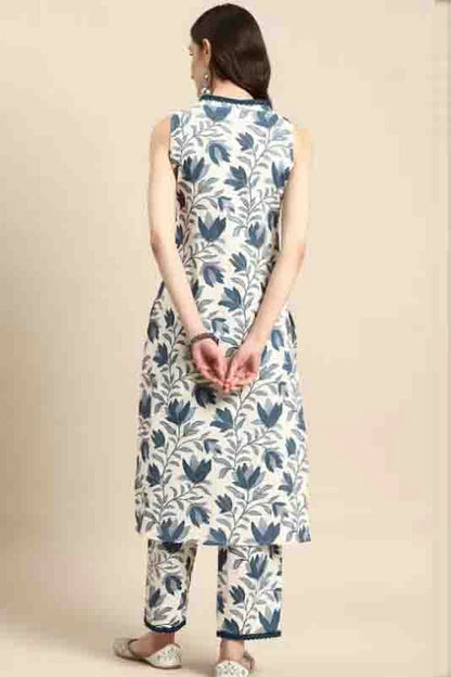 Grey Colour Viscose Printed Top and Bottom VSSS1113664