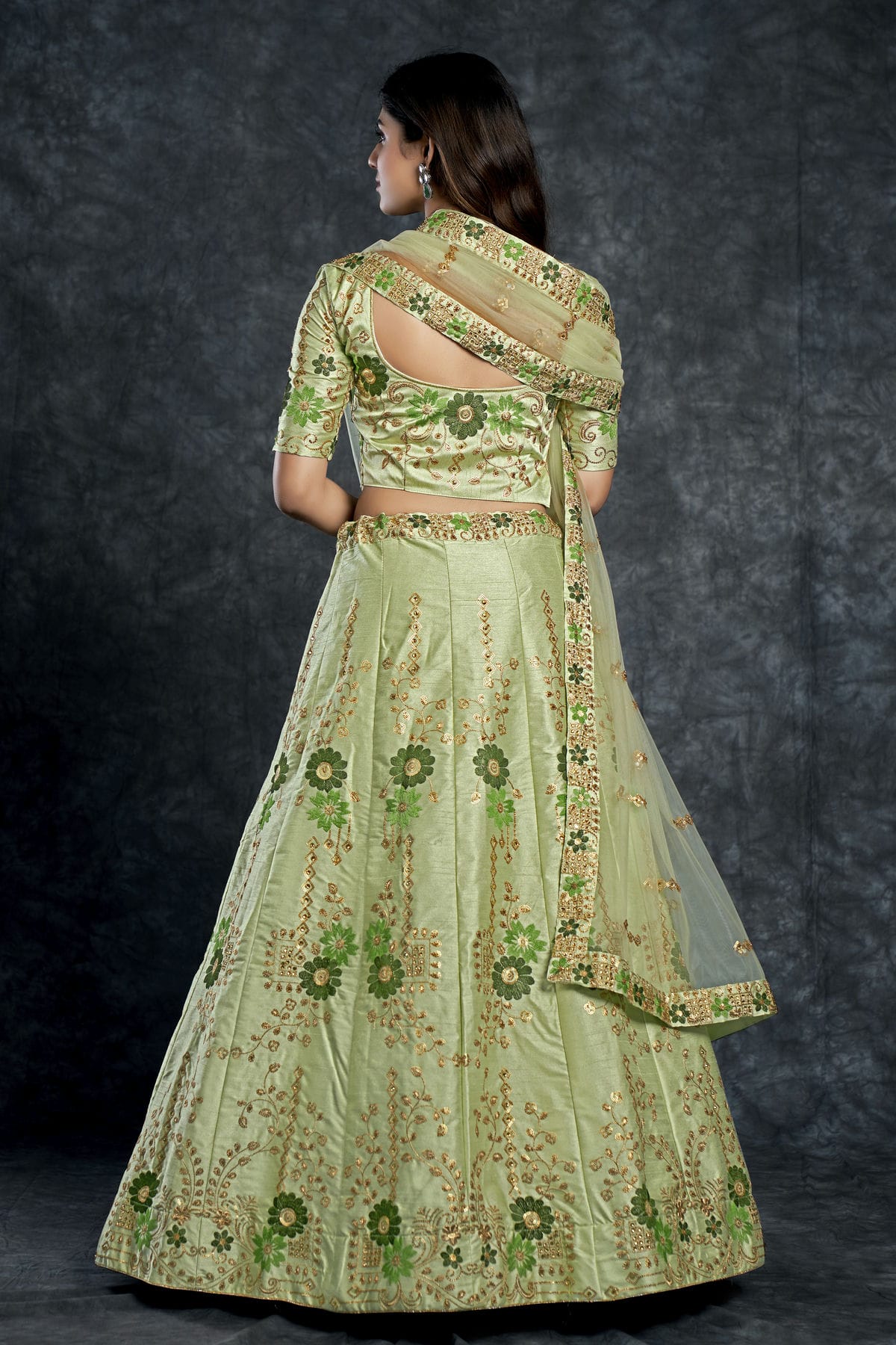 Italian Silk Designer Lehenga Choli In Pista Green Colour VSLC1270018