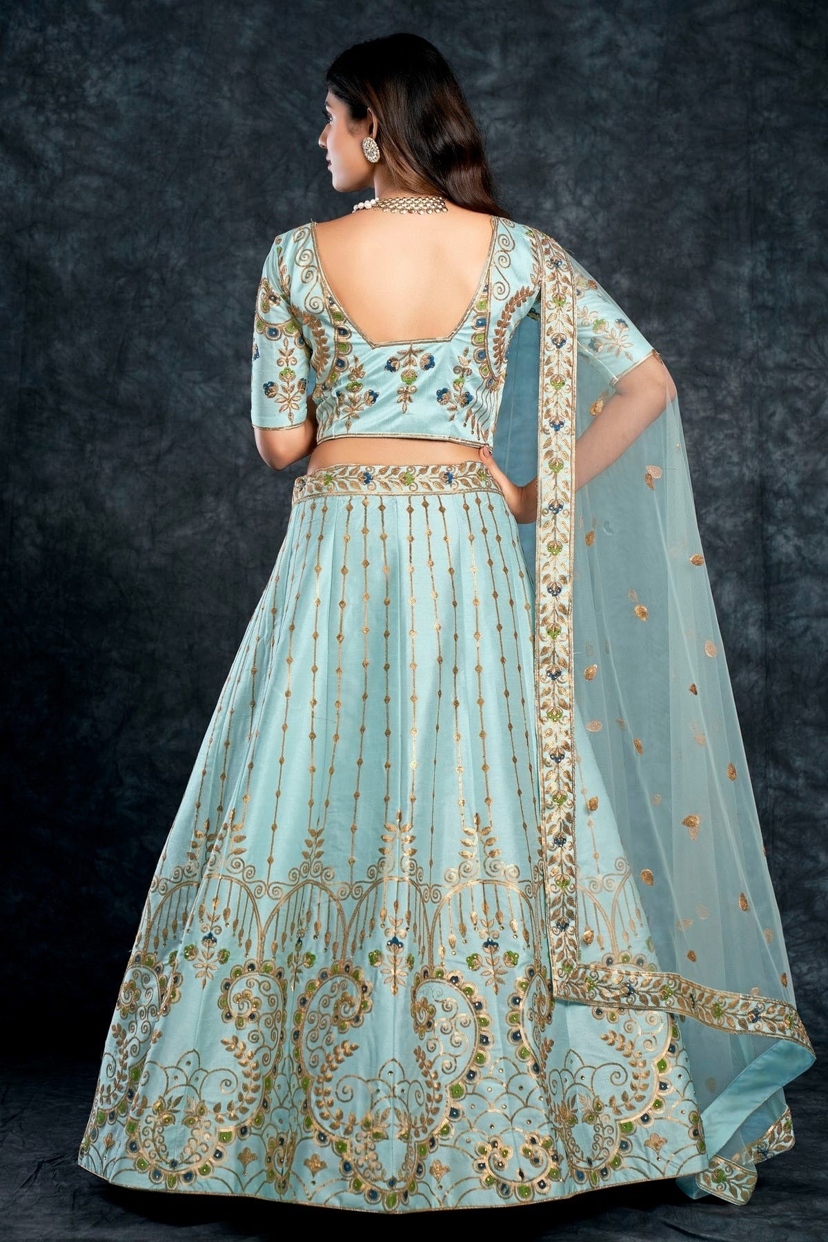 Italian Silk Designer Lehenga CholiIn Sky Blue  NCLC12710157