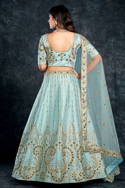 Italian Silk Designer Lehenga CholiIn Sky Blue  NCLC12710157