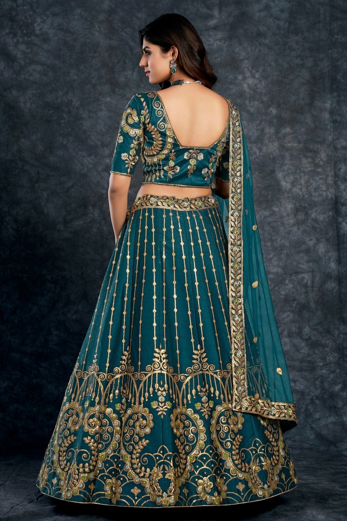 Italian Silk Designer Lehenga CholiIn Teal Blue  NCLC12710158