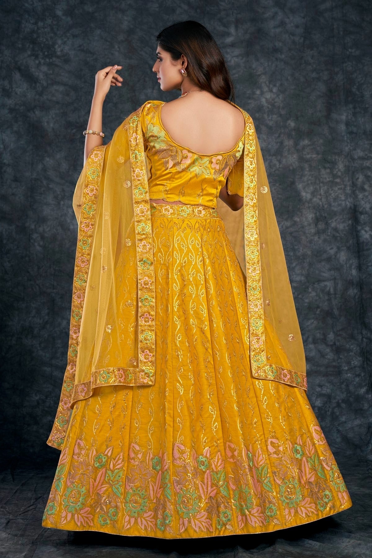 Italian Silk Designer Lehenga CholiIn Yellow  NCLC12710161