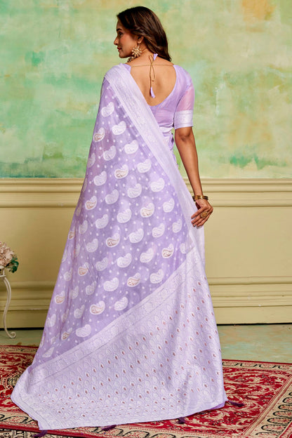 Lavender Colour Cotton Traditional Saree VSSD1111903