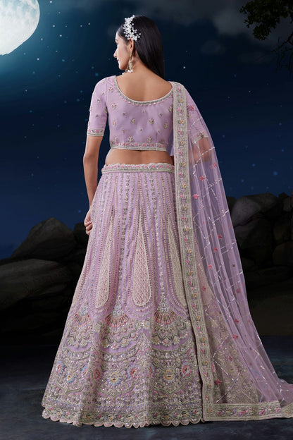 Lavender Colour Embroidery Soft Net Lehenga Choli VSLD1080727