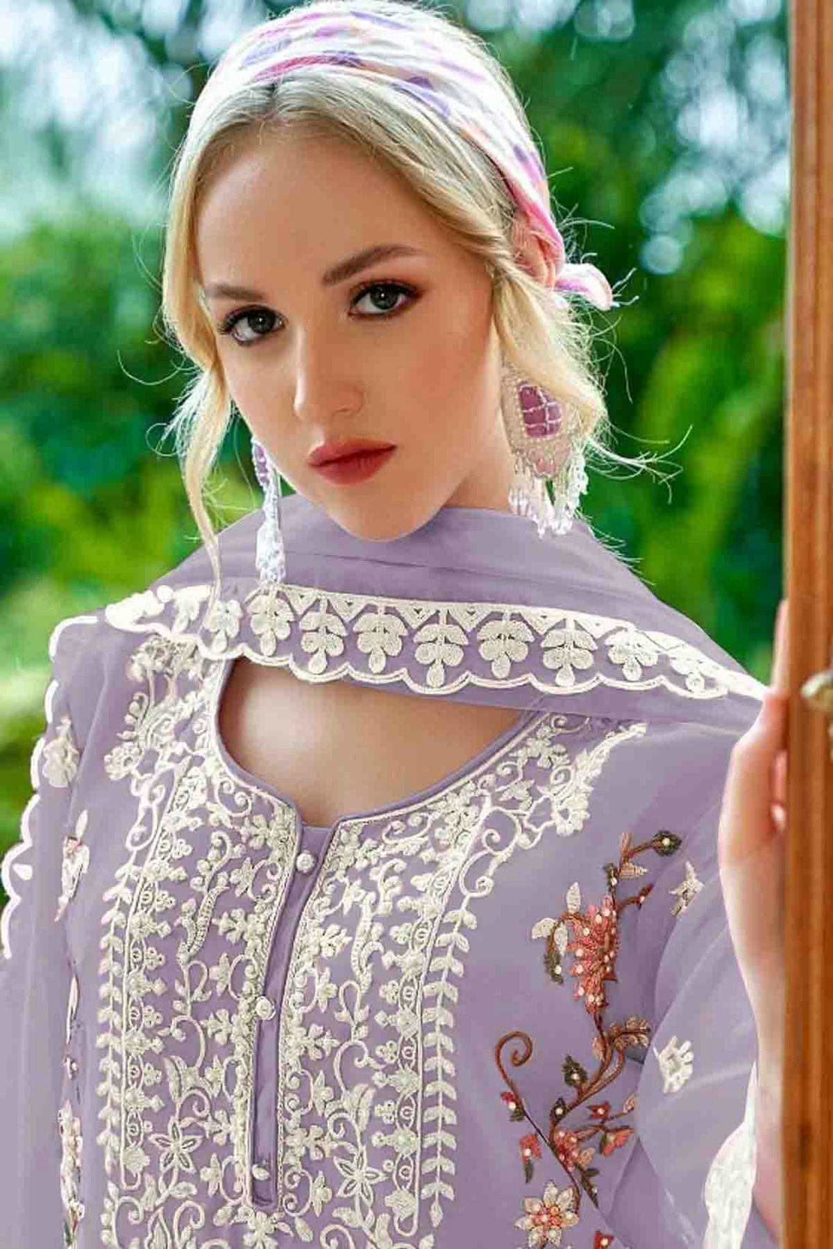 Lavender Colour Faux Georgette Pakistani Suit VSSM1140861