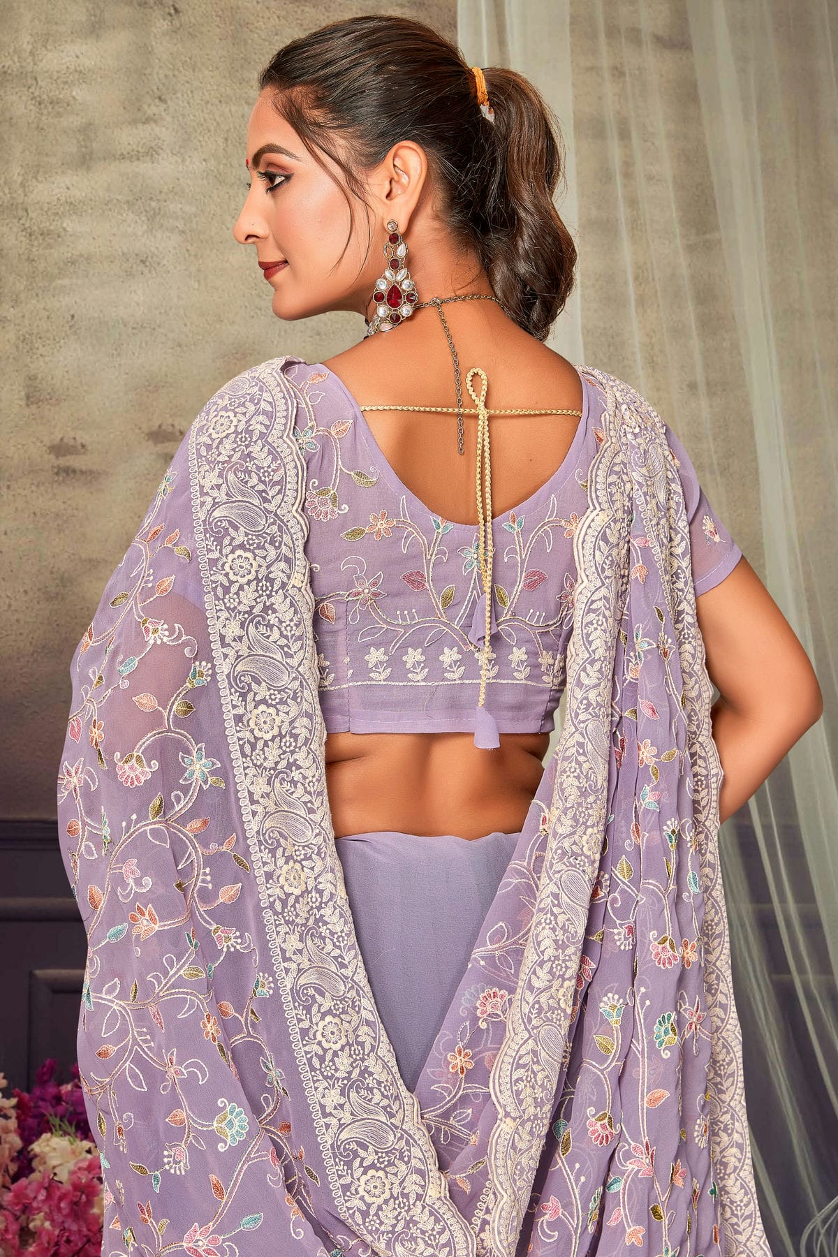 Lavender Colour Georgette Designer Saree VSLC1121553