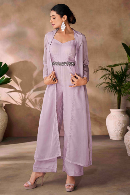 Lavender Colour Organza Co-Ord Set VSTP1080960
