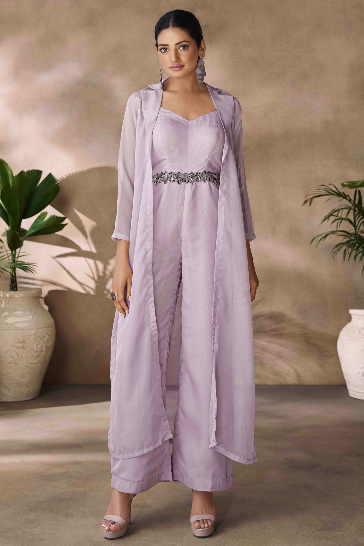 Lavender Colour Organza Co-Ord Set VSTP1080960