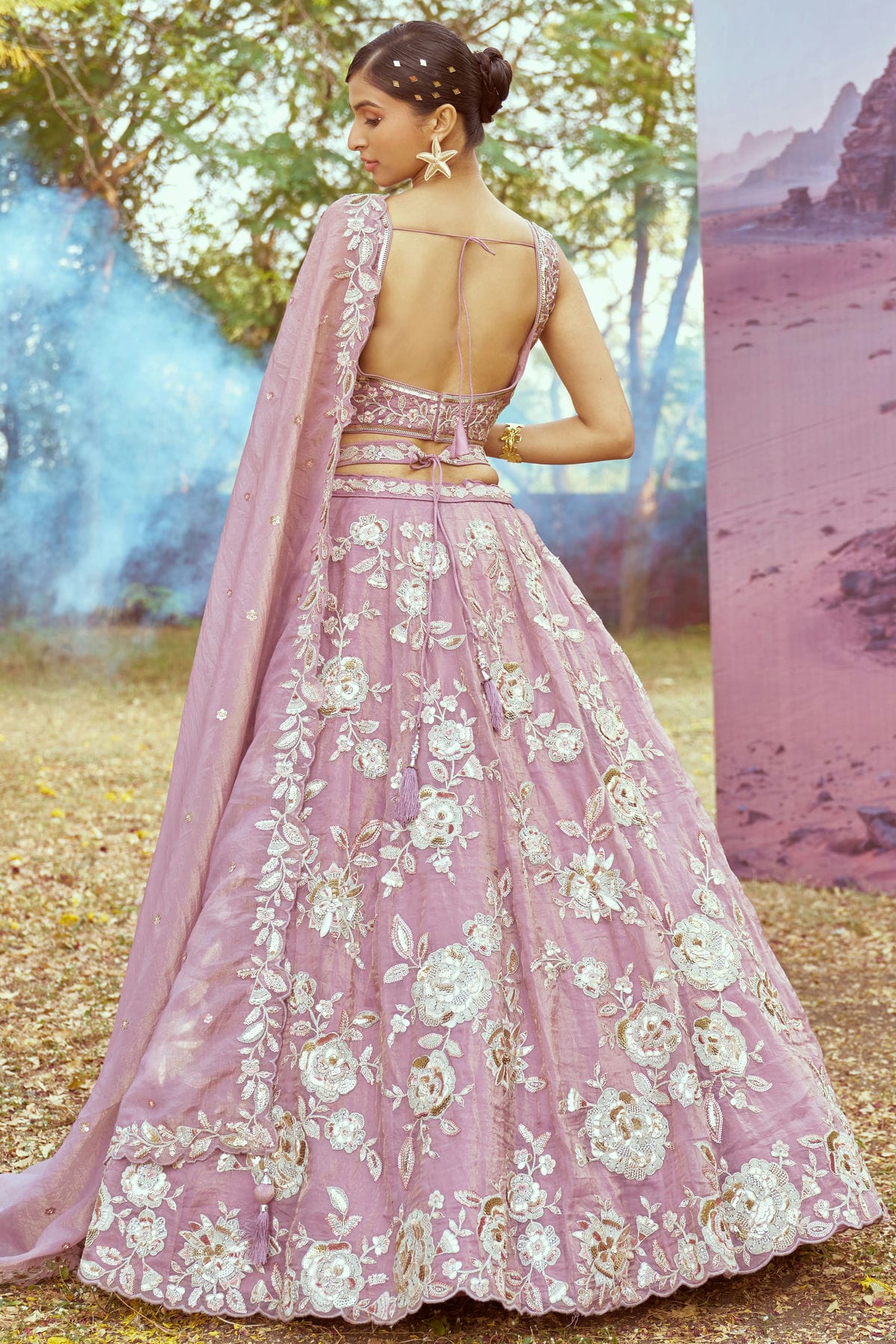 Lavender Colour Organza Embroidery Lehenga Choli VSLC1111395