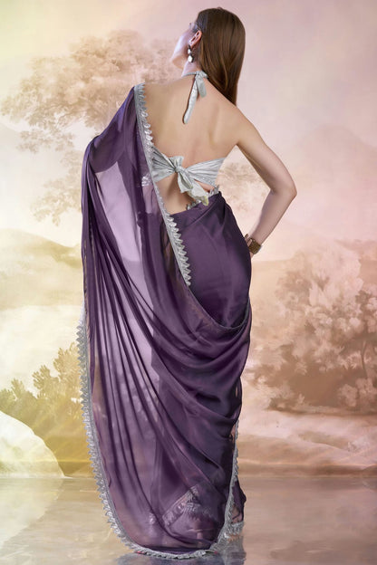 Lavender Colour Satin Rangoli Saree VSSD1112730