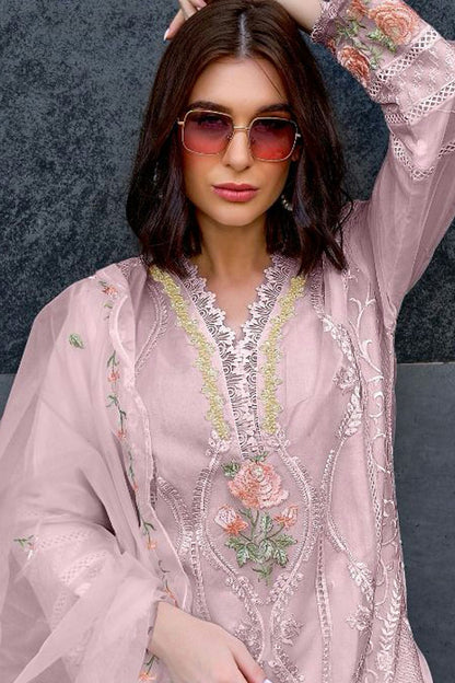 Lavender Colour Semi Stitched Organza Pakistani Suit VSSM1140151