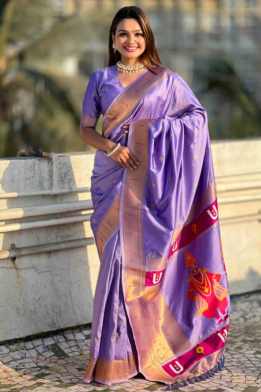 Lavender Colour Soft Silk Traditional Saree VSSD1113014