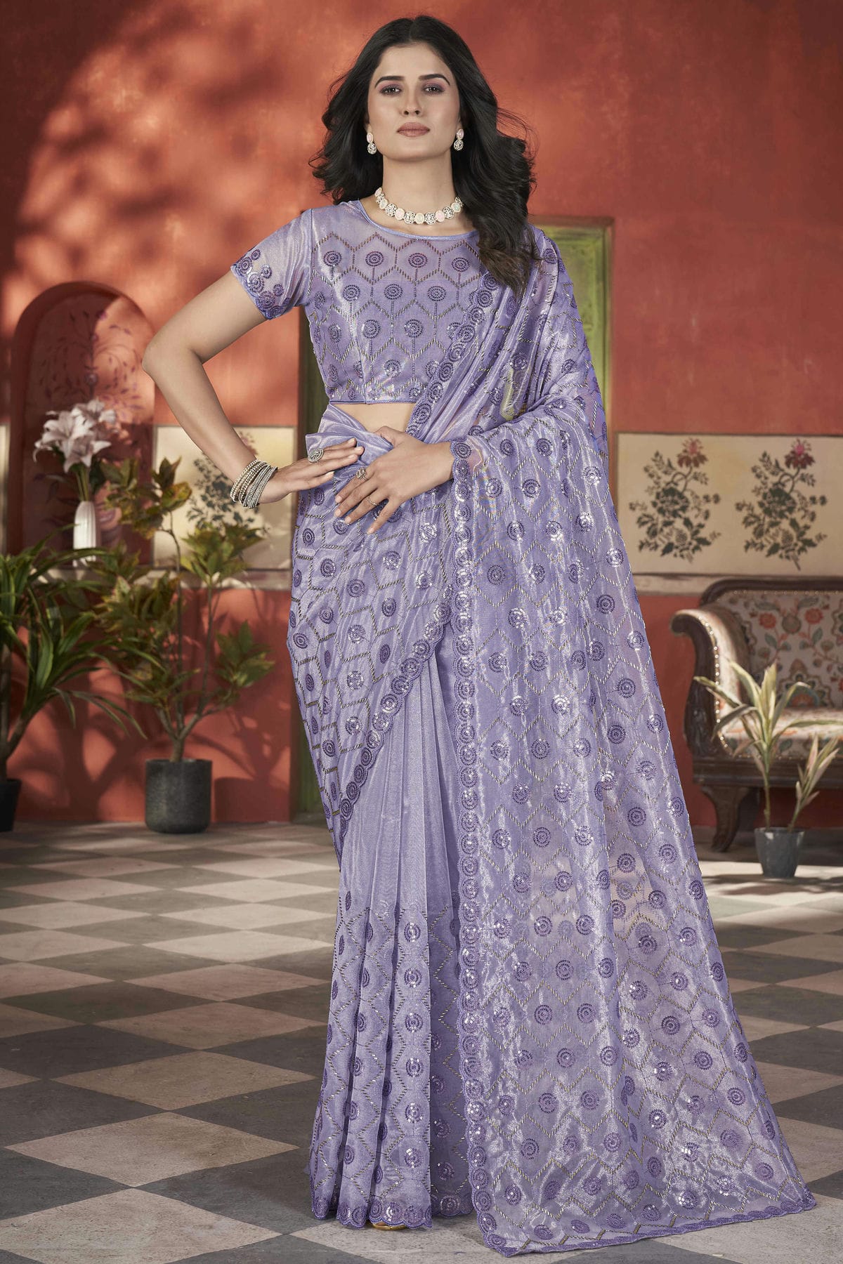 Lavender-Colour-Tissue-Net-Designer-Saree-VSSD1112568