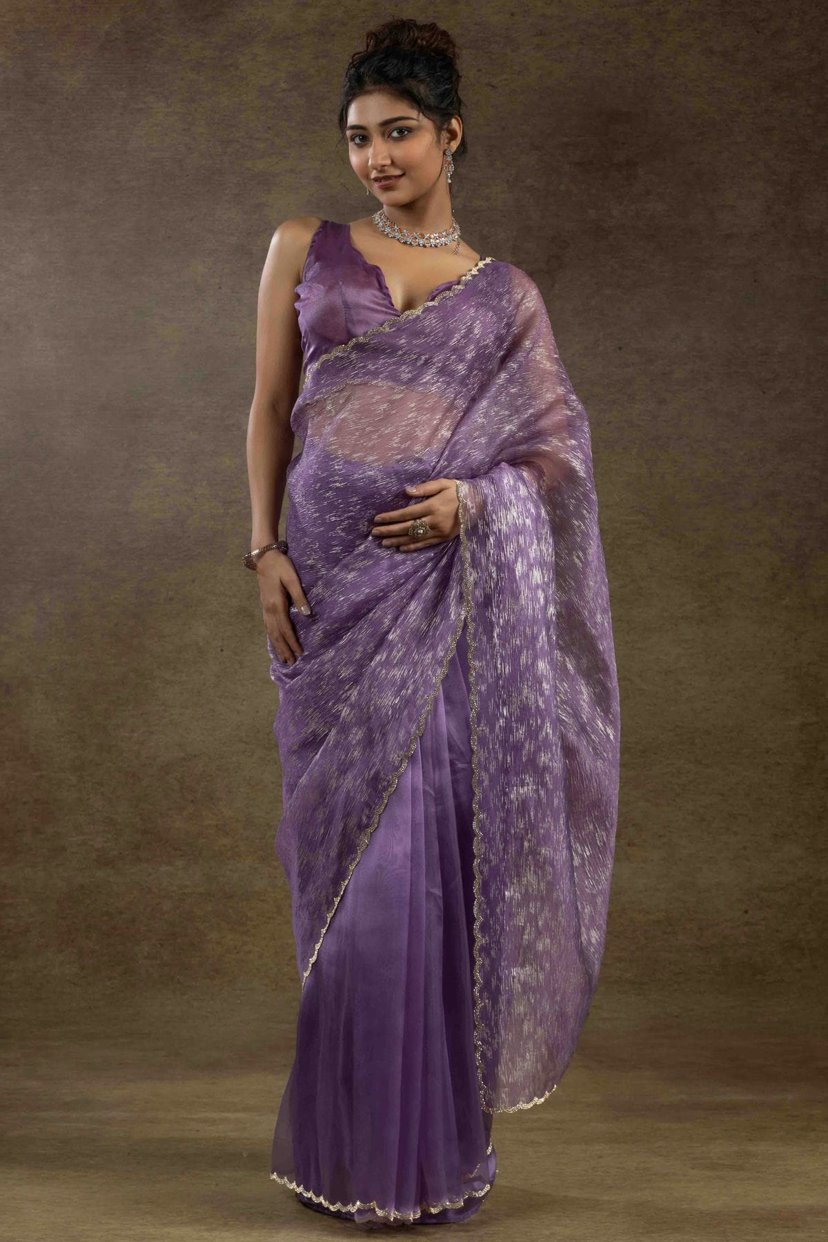 Lavender Colour Tissue Silk Ready To Wear Saree VSSD1122039