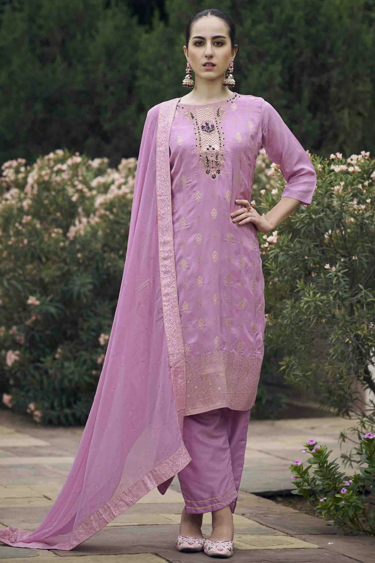 Lavender Colour Viscose Rayon Woven Pant Style Suit VSSS1113625