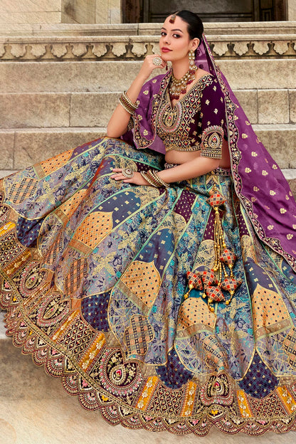 Light Blue Colour Banarasi Silk Bridal Lehenga Choli VSLC1290100