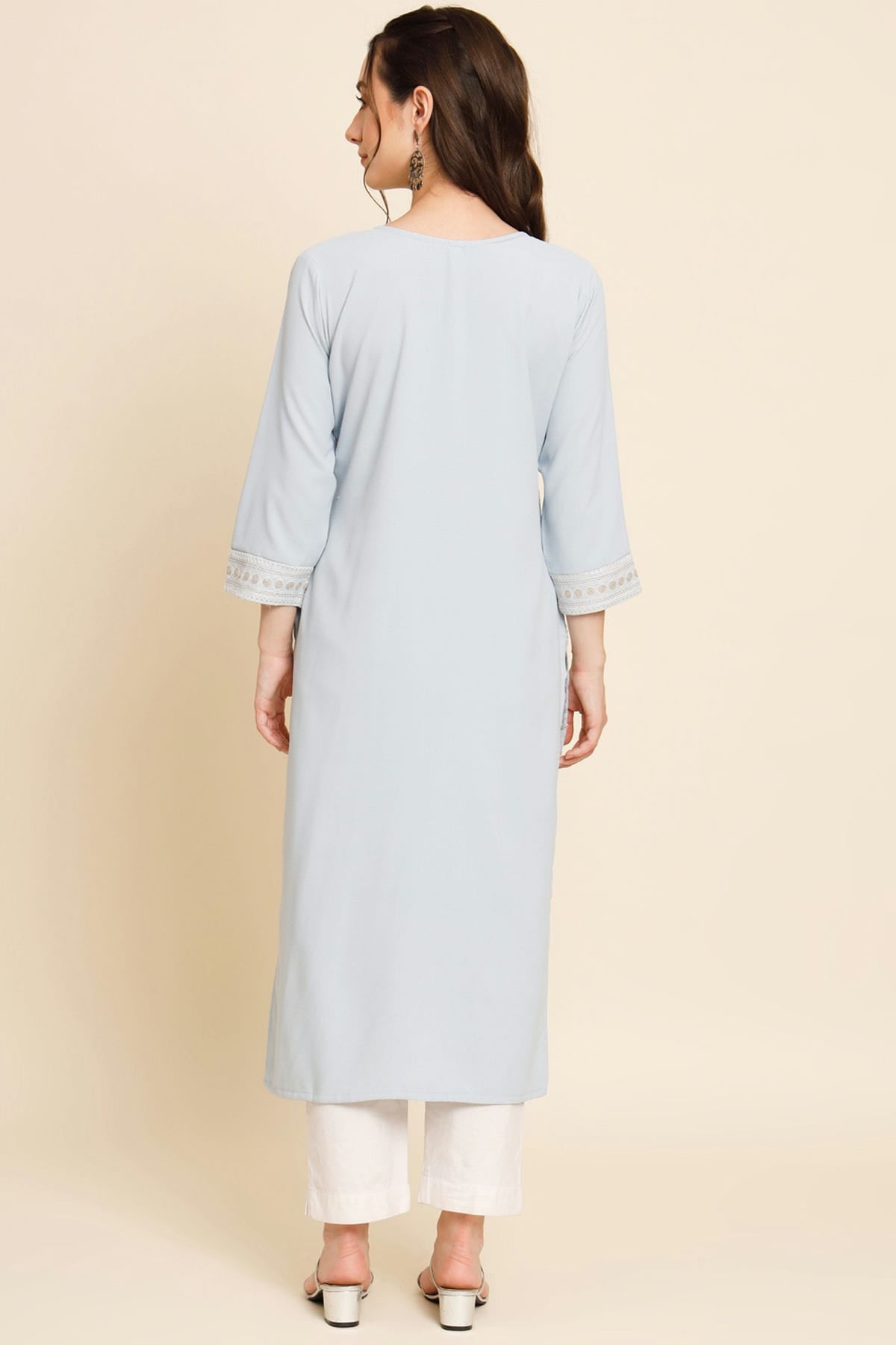 Light Blue Colour Butter Crepe Kurti VSKR1111024