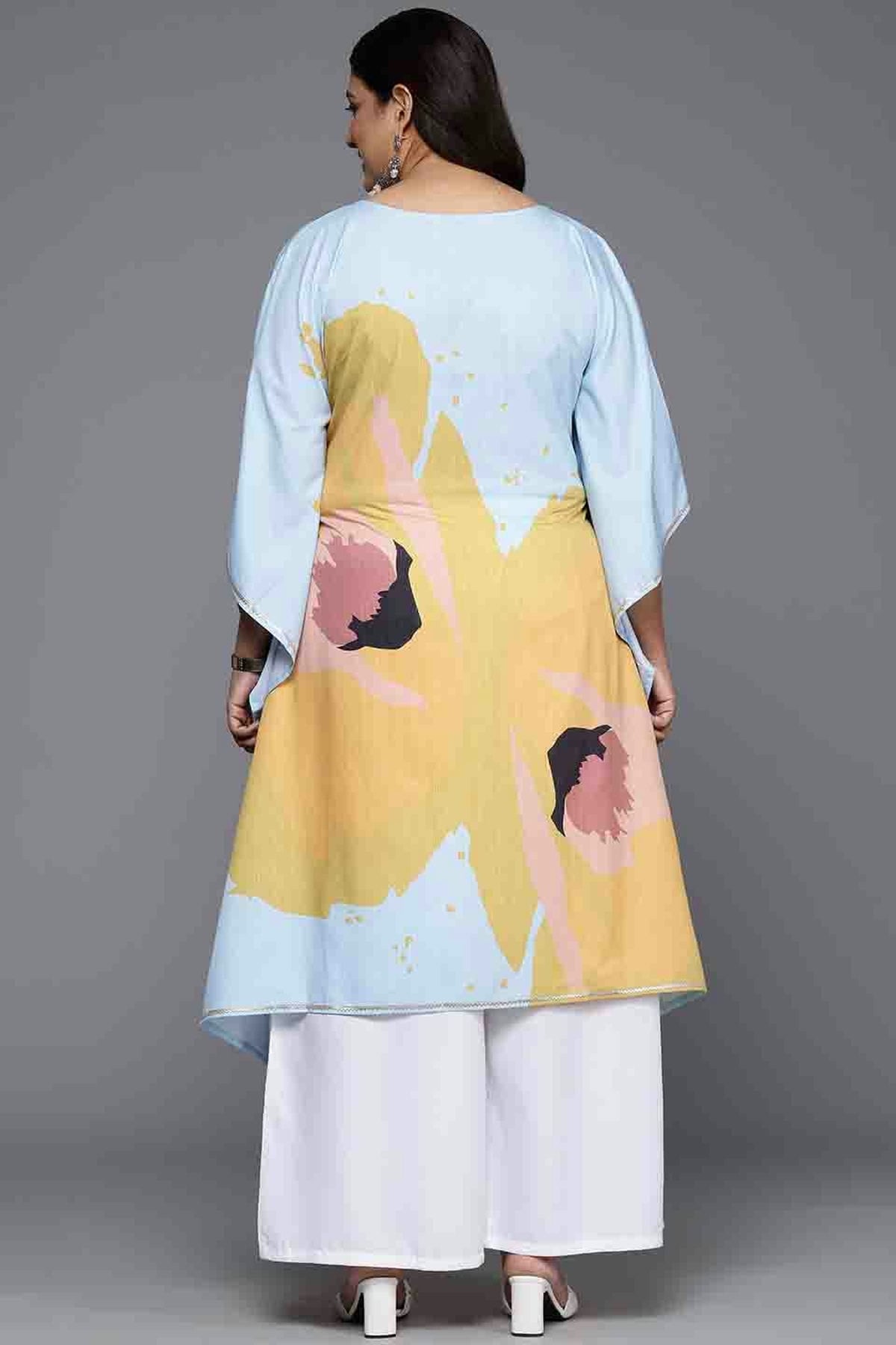 Light Blue Colour Poly Crepe Stitched Top and Bottom VSSS1113792
