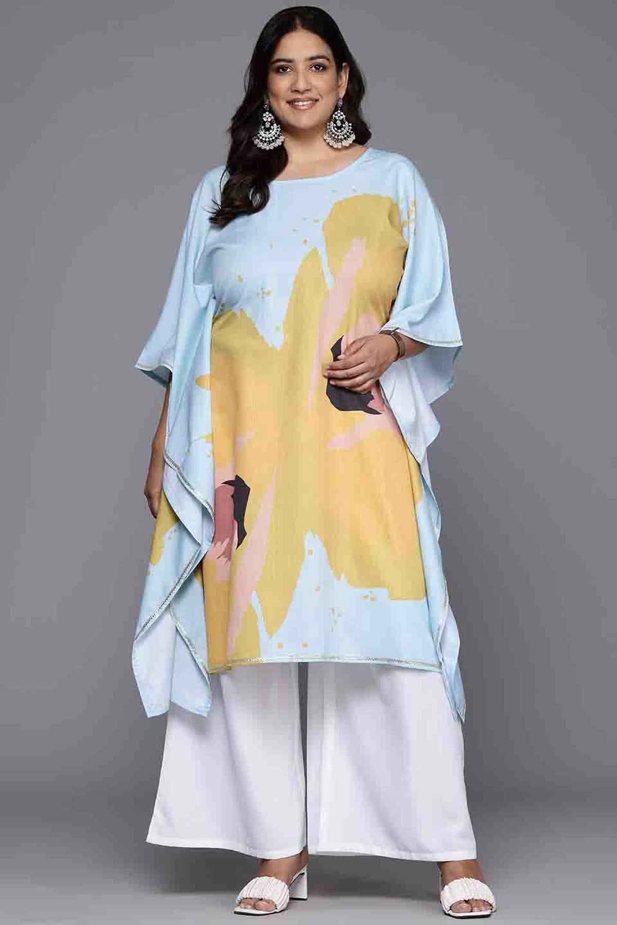 Light Blue Colour Poly Crepe Stitched Top and Bottom VSSS1113792