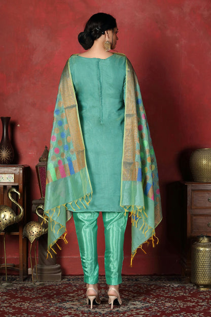 Light Blue Colour Unstitched Banarasi Silk Churidar Suit VSUS1161296