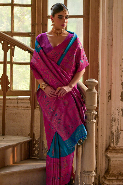 Light Blue Colour Woven Work Banarasi Silk Saree