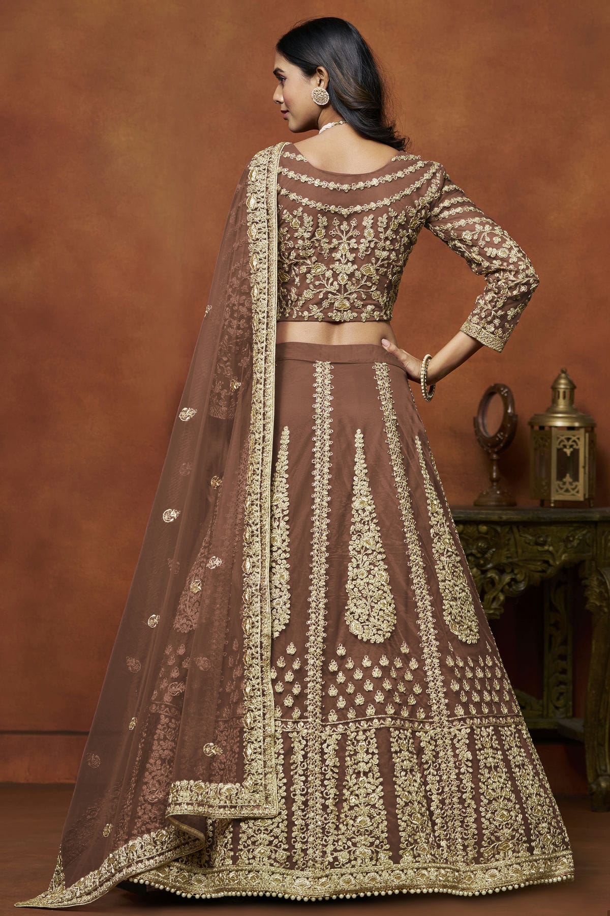 Light Brown Colour Net Lehenga Choli VSLC1050648