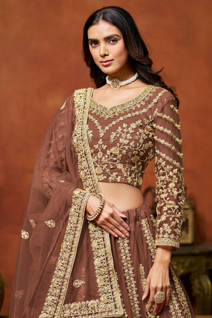 Light Brown Colour Net Lehenga Choli VSLC1050648