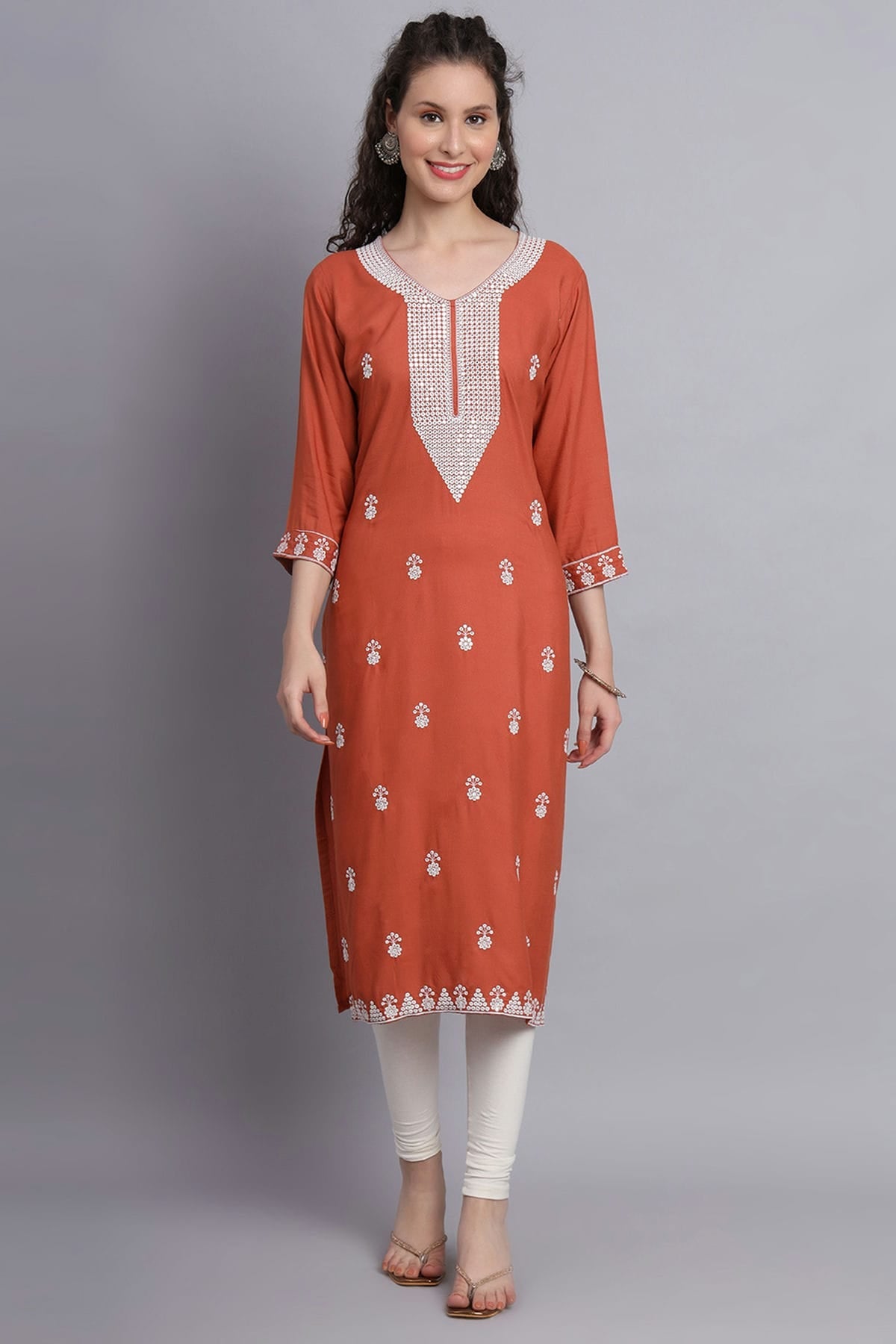 Light Brown Colour Rayon Kurti