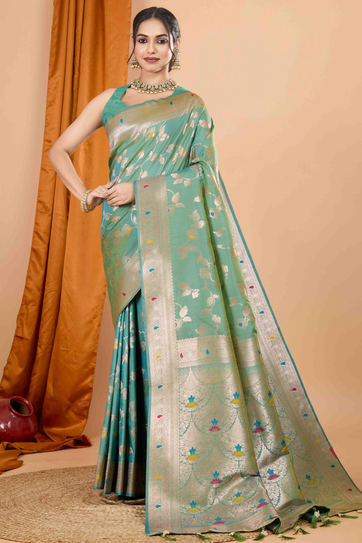 Light Green Colour Banarasi Silk Woven Work Traditional Saree VSSD1113543