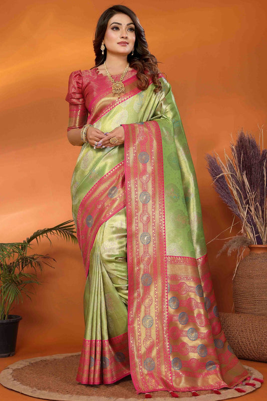 Light Green Colour Banarasi Tissue Silk Traditional Saree VSSD1113093